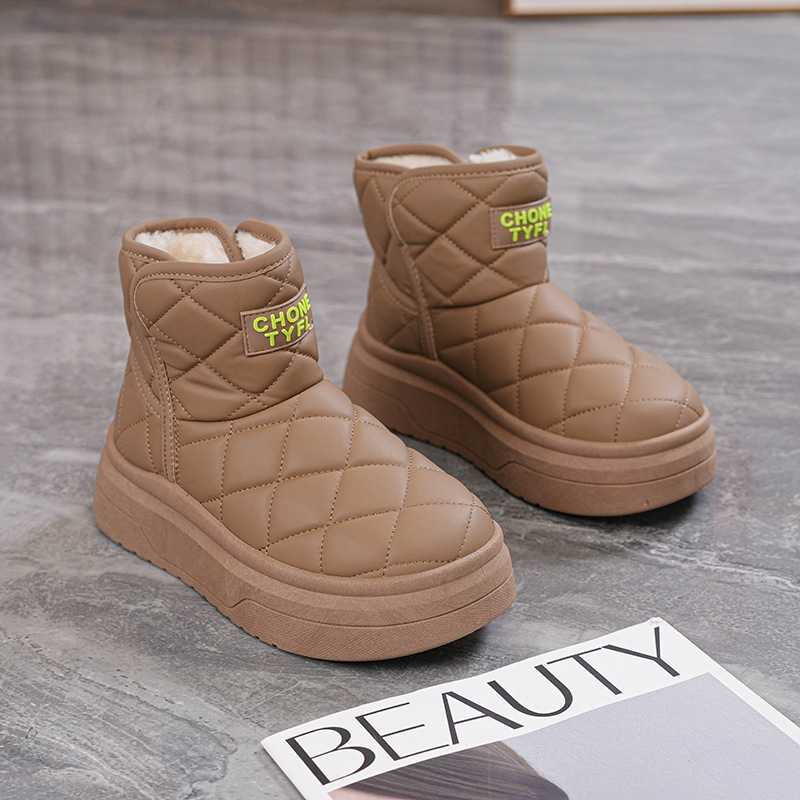 Women's winter warm and fluffy snow 2024 new with fur integrated sleeve short boots 9085