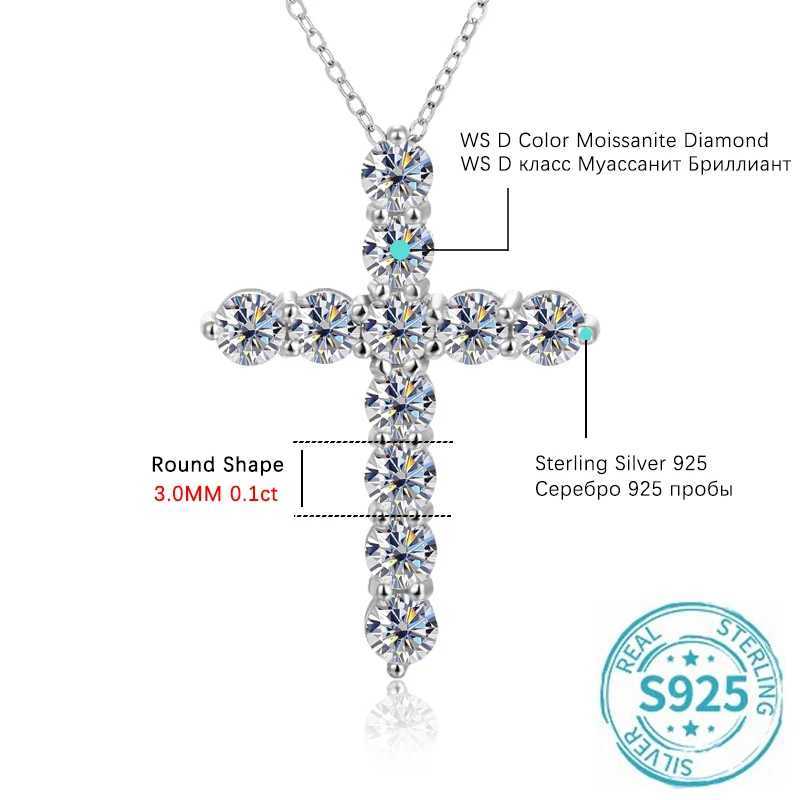 URMYLADY All Mo Silica Cross Pendant Necklace Original 925 sterling silver chain plated 18k white gold fine necklace W240918