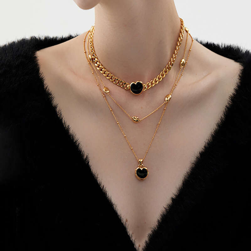 Hot Sell Designer necklace Descartes Island chubby heart starry sky necklace double layered collarbone chain light luxury niche design fashionable tem