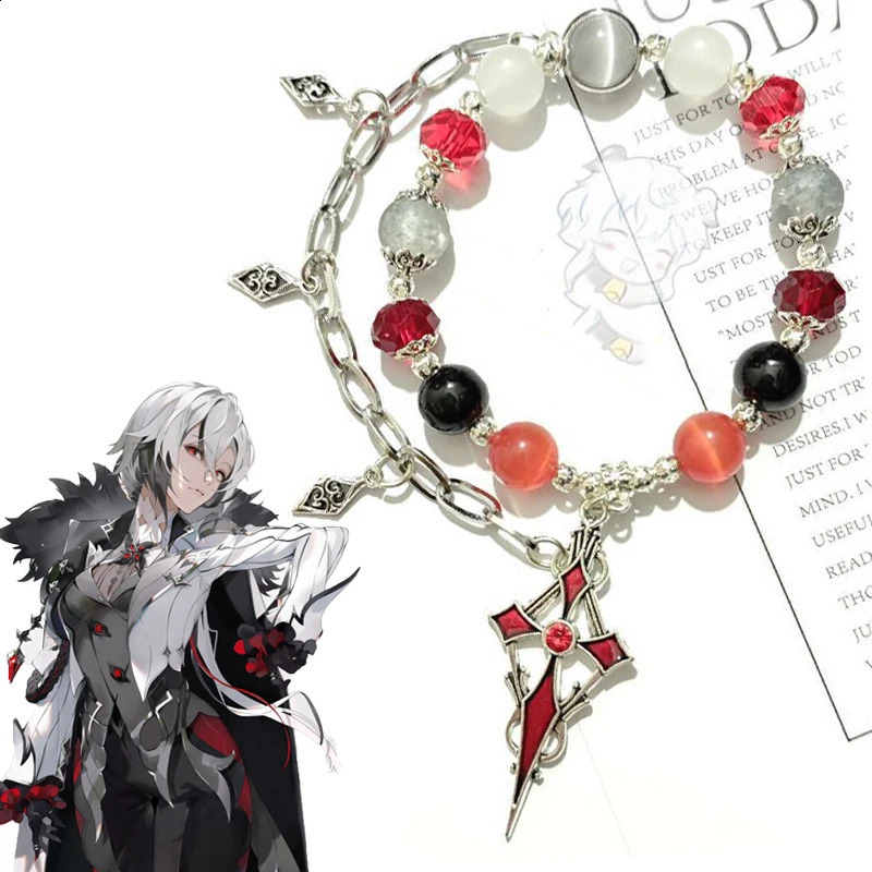 Genshin Impact Knave Arlecchino Role Playing Bracelet Neutral Bead Bracelet Classic Pendant Jewelry Accessories Props Gifts 240918