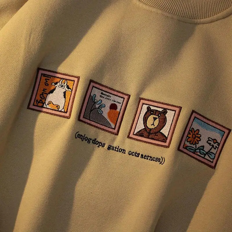 Men Winter Plus Velvet Thick Round Neck Sweatshirt Harajuku Size Students Trend Male and Female Couples Joker 4Xl 240907