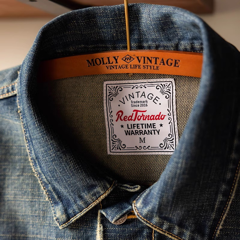 Red Tornado 101 Jean Jacket Damaged Dark Wash 14Oz Blue Sevledge Denim Trucker Jkt