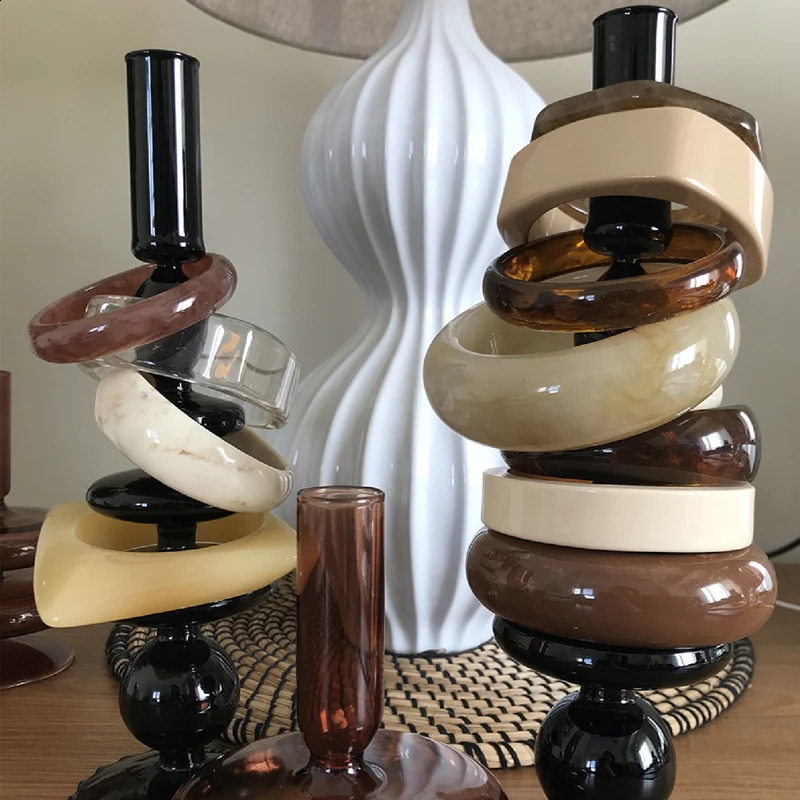 Vintage Punk Colorful Big Bracelet Thick Resin Acrylic Geometric Irregular Triangle Square Bracelet For Women Jewelery 240914