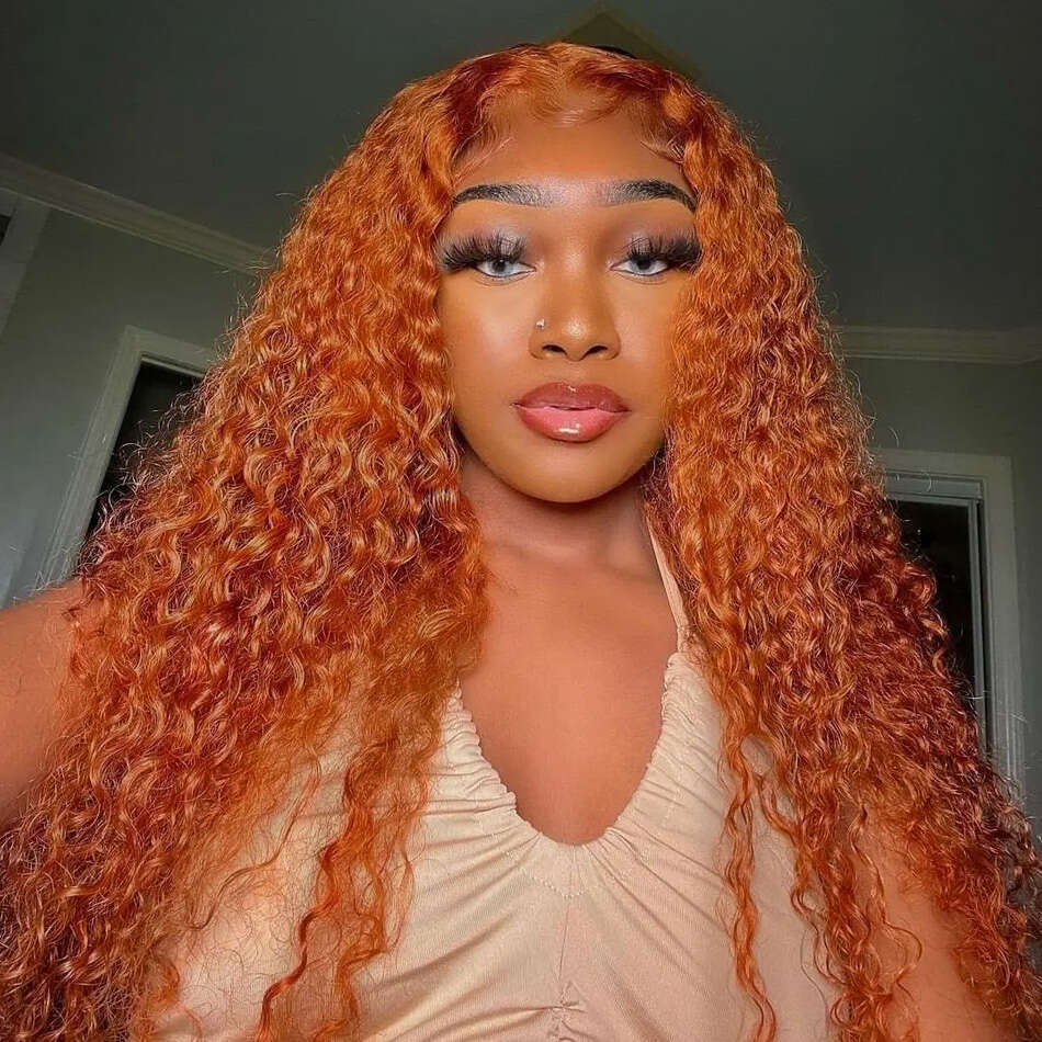 Ginger HD Deep Wave 250 Density 28 30 32 Inch 13X6 Front Wig Orange Curly 13X4 Lace Frontal Wigs Human Hair Brazilian Remy