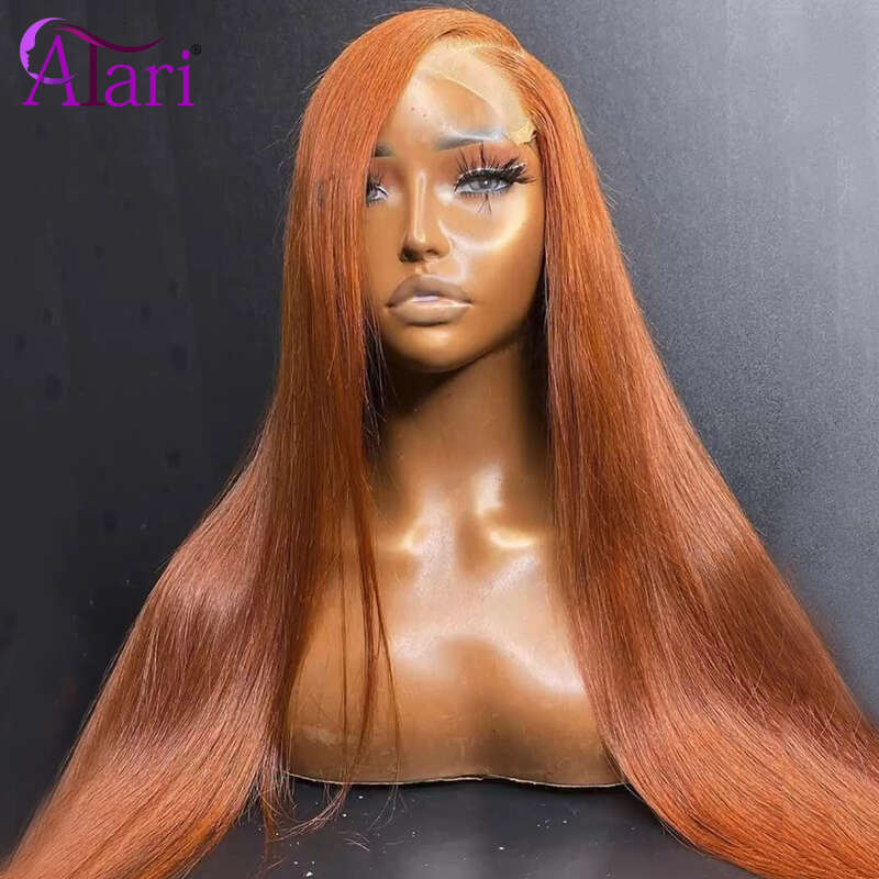 Transparent 13X4 13X6 Frontal Ginger Orange Straight Human Hair Wigs For Black Women Pre Plucked 5X5 Lace Closure Wig