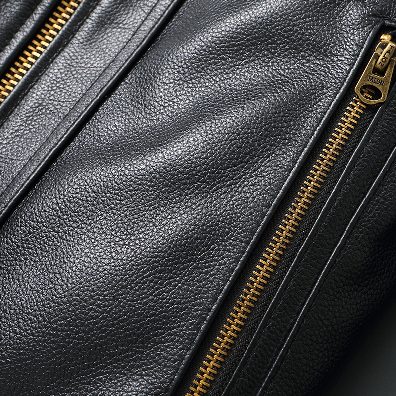 2023 Top Layer Cowhide Motorcycle Genuine Leather Stand Collar Springtime New Style Vintage Biker Jacket ASIAN