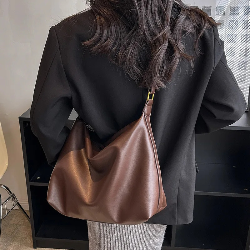 Vintage Pillow n PU Leather Boston Handbag For Women Casual Large Capacity Shoulder Crossbody Bags Fashion Shopper 240914