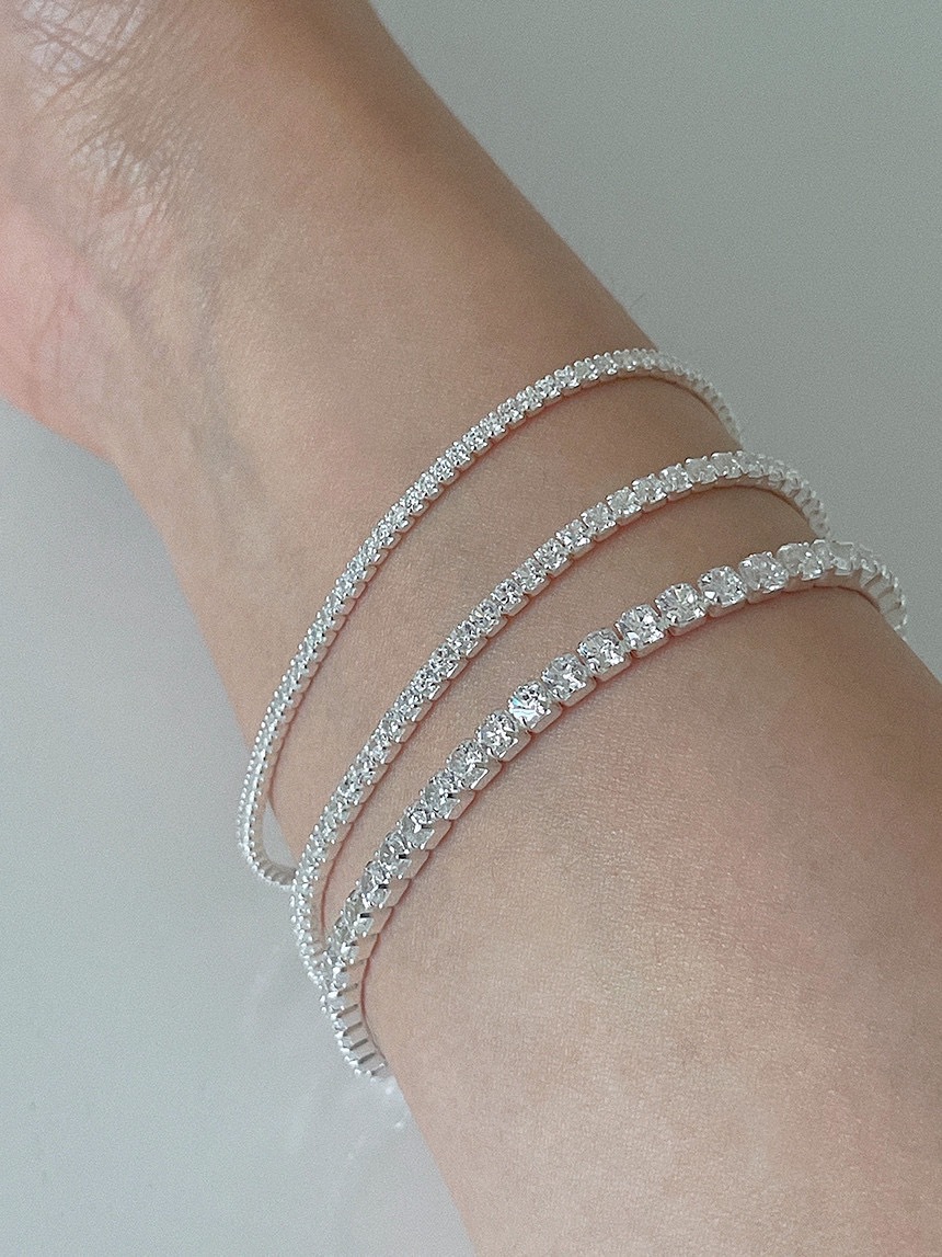 Tennis Chain Bracelet: Sterg Sier, Round Moissanite, Wedding Jewelry