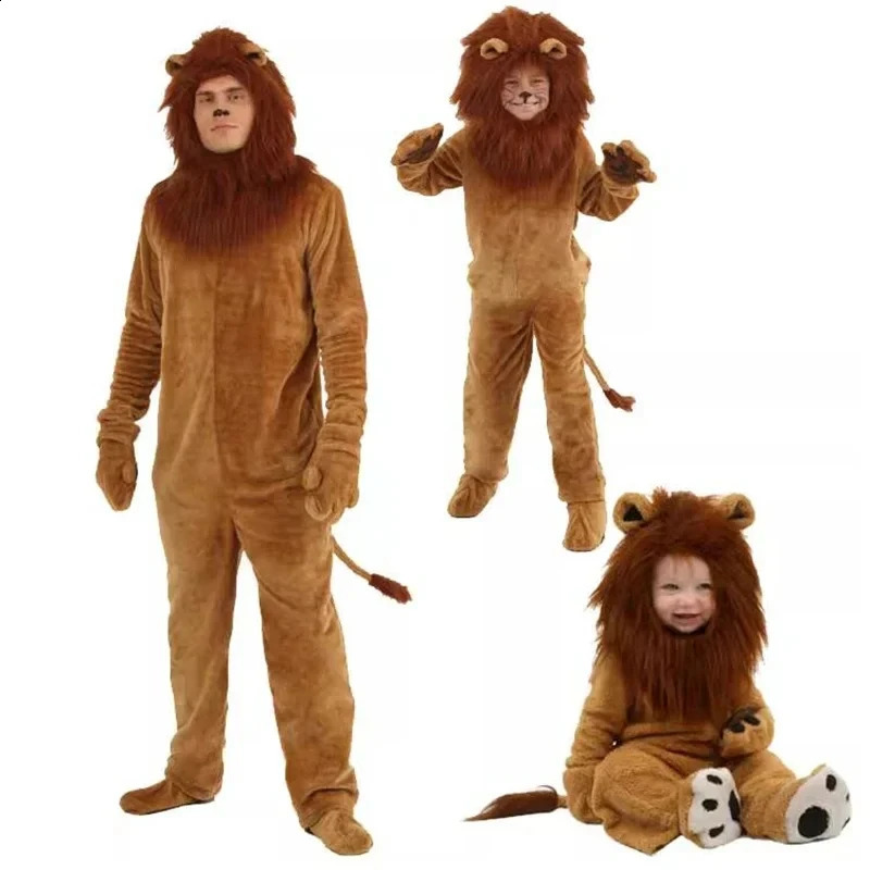 Deluxe Wizard of OZ Lion King Cosplay Costume Anime Aldult Child Animal Lion Baby Kids Movie Role Jumpsuits Halloween Costumes 240906
