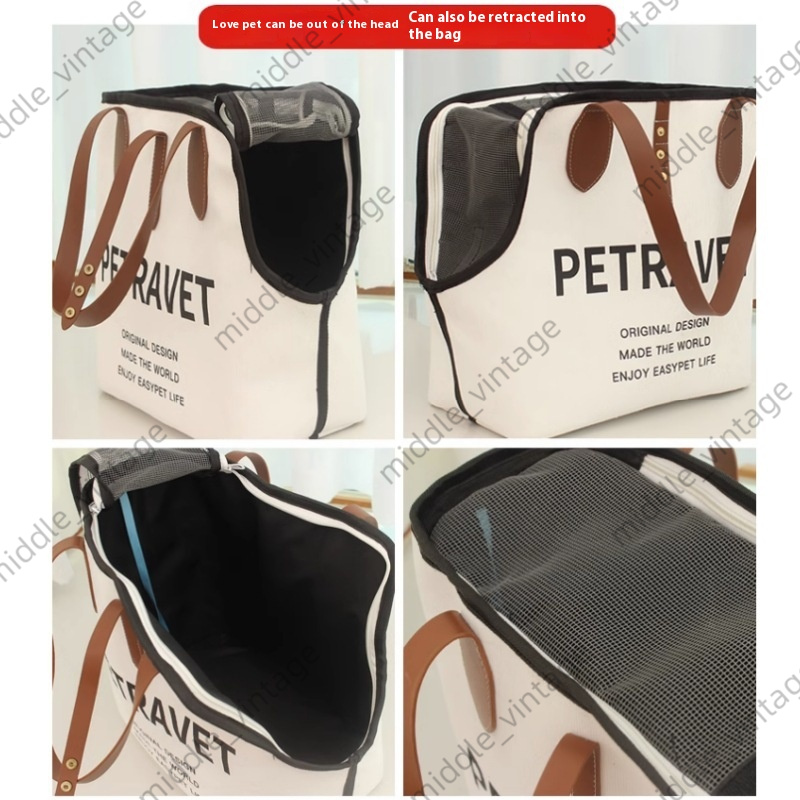 Canvas One-shoulder Cat & Dog Bag - Portable Pet Outing Carrier For Animal Travel Storage