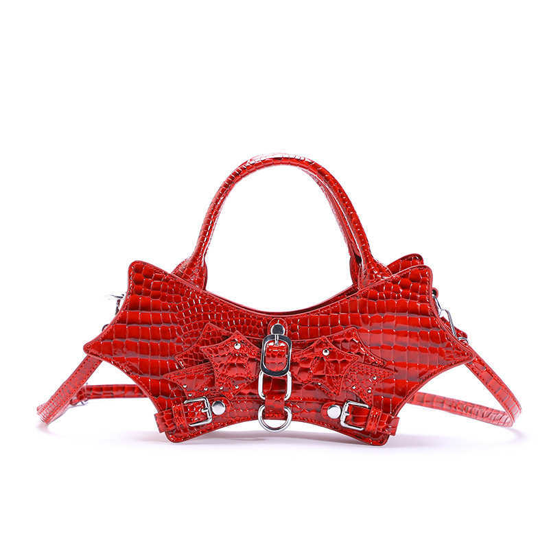 CMM Women s Bag New Wing Bat Shiny Finish Leather Texture Stone Pattern Handbag Belt Needle Buckle Shoulder 240918