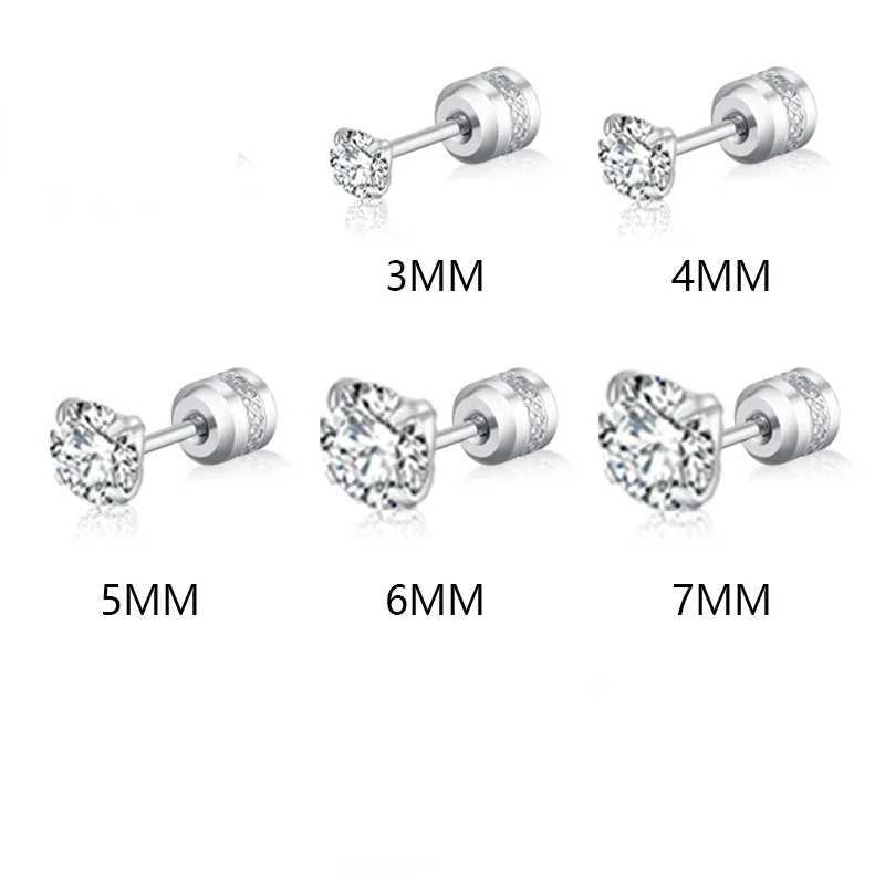 Earrings steel piece Ear Medical Stainless Studs 1 Crystal Zircon Tragus Cartilage Hypoallergenic Screws Piercing JewelryX24