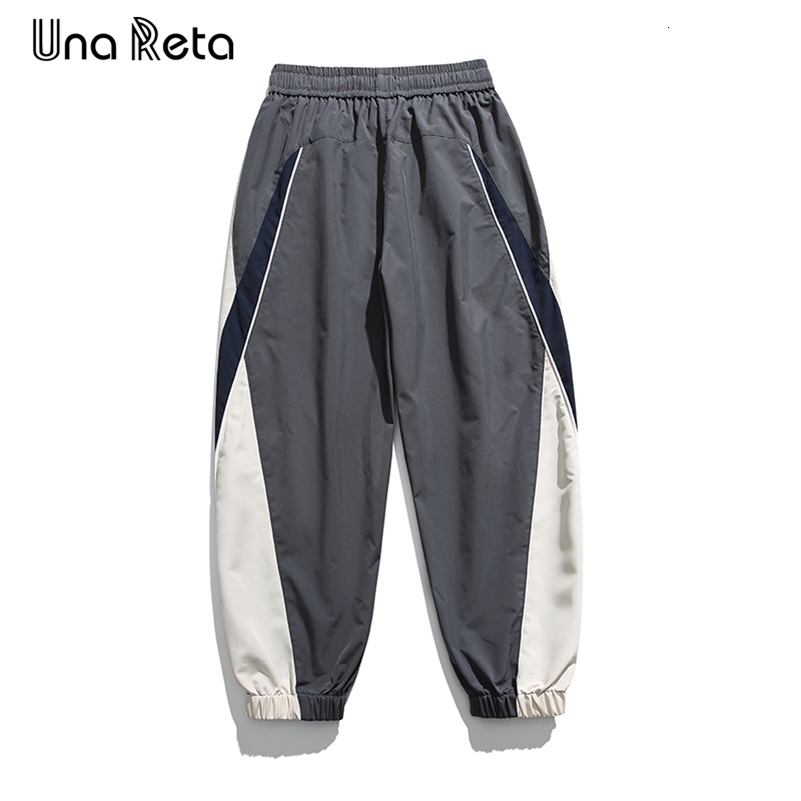 Una Reta Man Pants Harajuku Hip Hop Color Stitching Pants Men Sweatpants Fashion Elastic Waistline Sweatpants Couple Trousers 240911