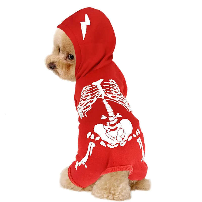 Halloween Pet Electric New Funny Dragon One-Piece Quadruped Printed Skull Glow-In-The-Dark Skeleton Dog Costume