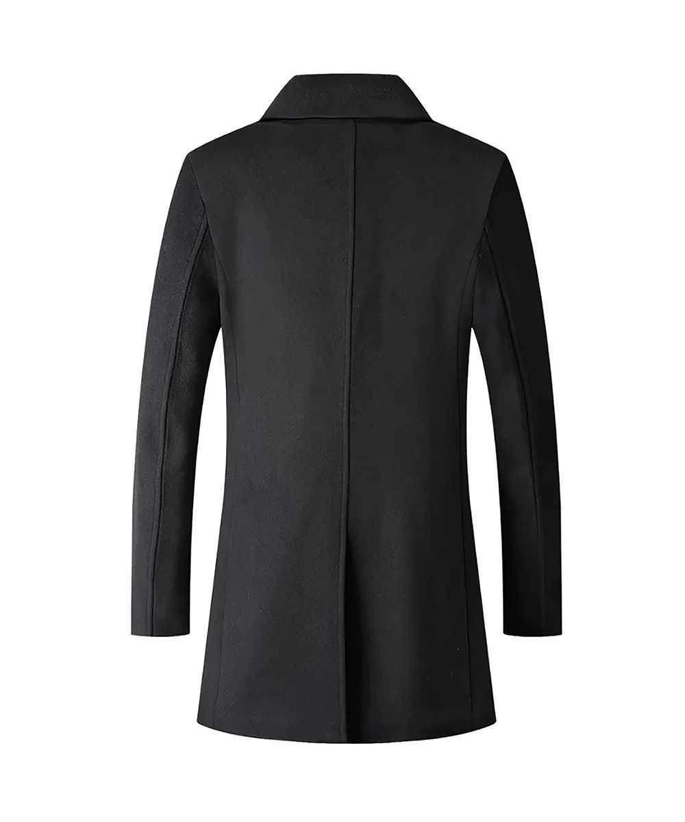 High quality autumn and winter mens woolen coat fashionable and cotton double breasted long jacket casual jacket mens clothing Y240924