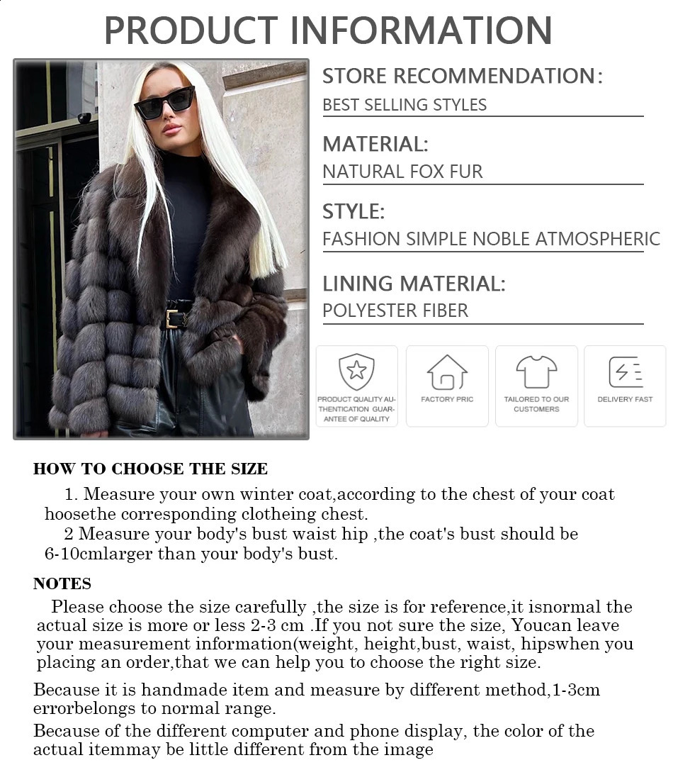 Real Fox Womens Woolen Leather Jacket Winter y High Quality Warm for Sale 240911