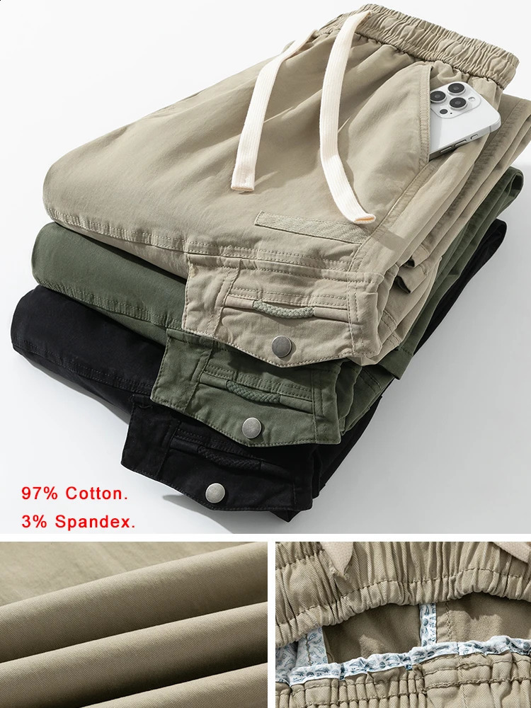 Wide Leg Straight Cargo Pants Men 4 Pockets Washed Cotton Baggy Casual Pants Big Size 8XL Workwear Loose Trousers Male 240911