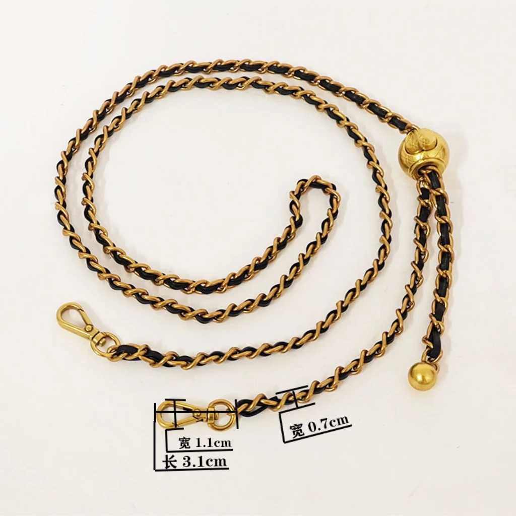 Belts The small golden ball bag chain can be adjusted to the length of the cross body bag with leather chain womens bag accessory. J240913