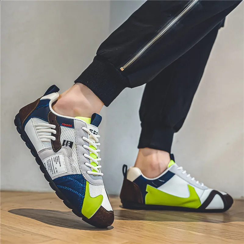 Shoes For Men Casual Sports Four Seasons Moccasins Trend ed Personality Lace-up Leather Sneakers Comfortable Breathable 240909
