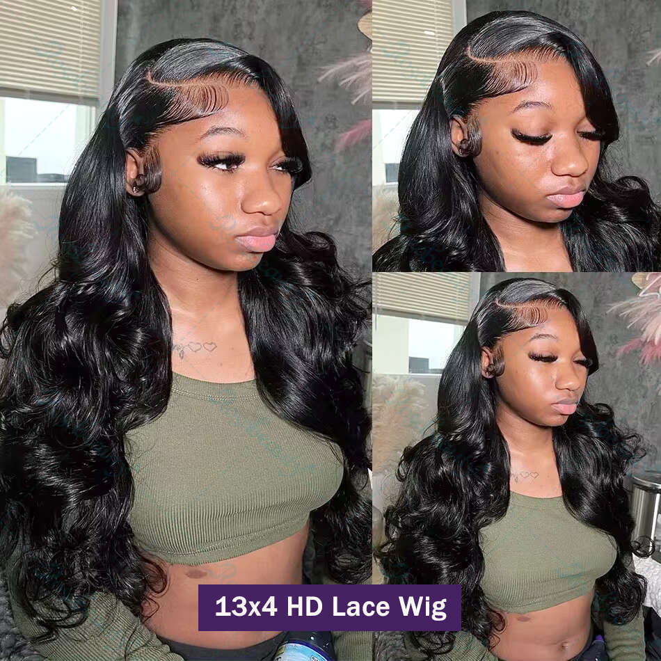 30 32 Inch Body Wave Transparent 13X6 Human Hair Wigs Natural Color 250 Density 13X4 Lace Frontal Wig For Women