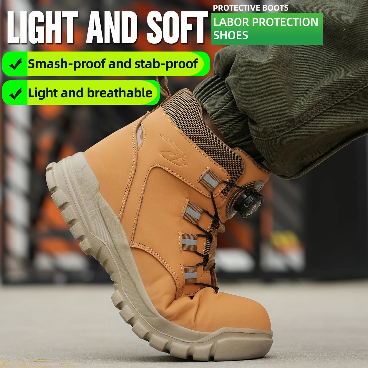 Mens Safety Boots Steel Toe Work Boots Anti-smash and Anti-Punctur Wear-resisting Work Shoes Black Hiking Waterproof Boots 240914