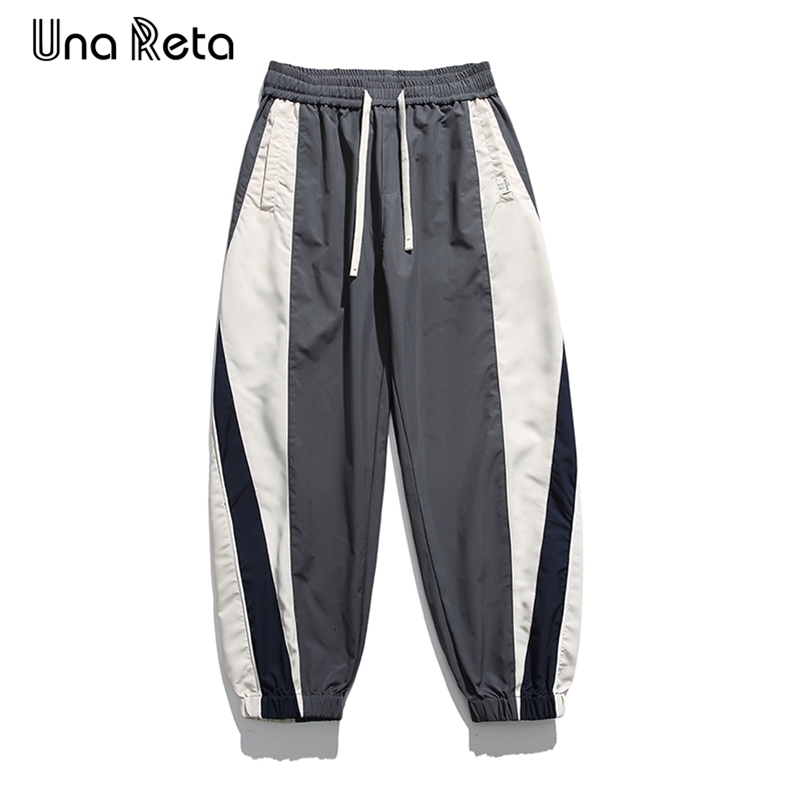 Una Reta Man Pants Harajuku Hip Hop Color Stitching Pants Men Sweatpants Fashion Elastic Waistline Sweatpants Couple Trousers 240911