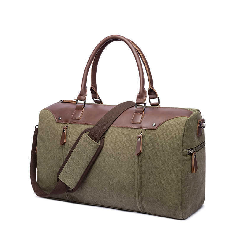 Korean version portable canvas bag, solid color casual luggage bag, suitable men women, travel bag, single shoulder crossbody bag 240915