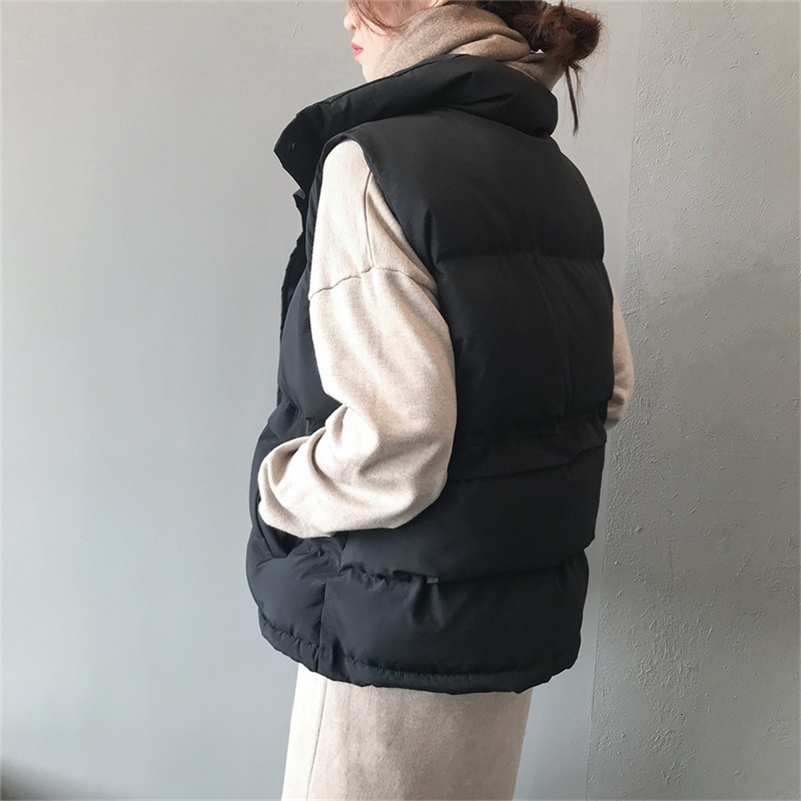 Autumn Winter Elegant Cotton Warm Vest Female Students Streetwear Korean Loose Sleeveless Parkas Vest Women 240911