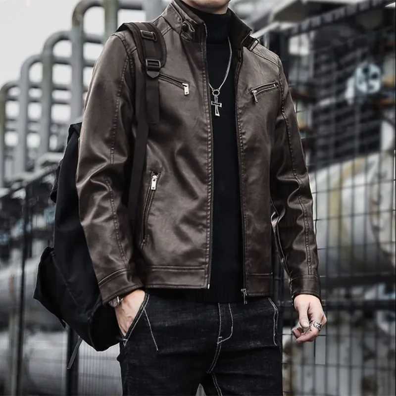 Men Leather Suit Jacket Men Slim Fit Short Coat Men Fashion Leather jacket Streetwear Casual Blazer Jackets Male Outerwear W251023