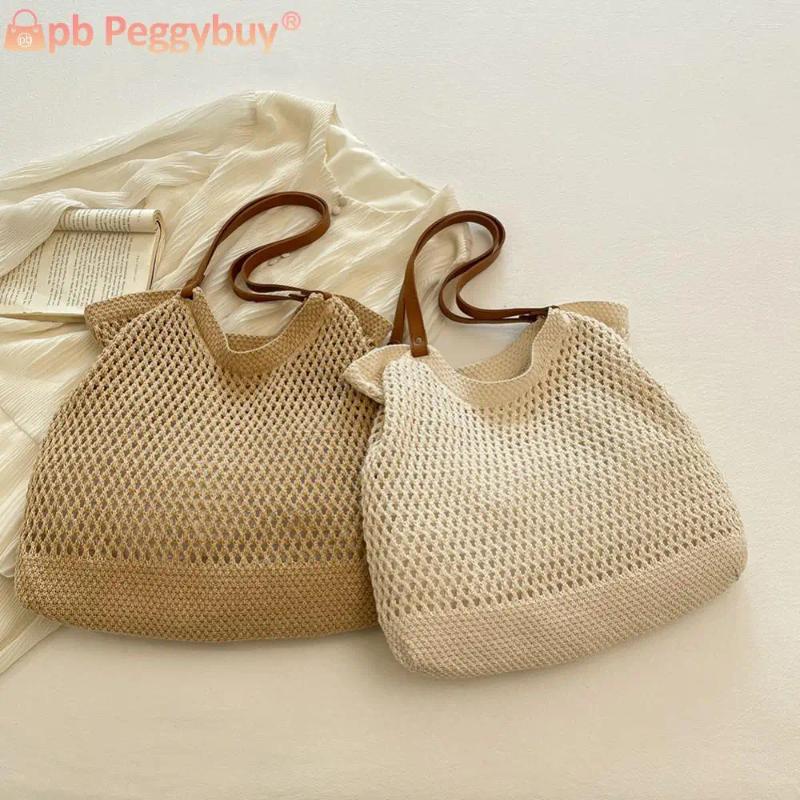 2025 NEW Totes Women Knitted Large Capacity Crochet Shoulder Woven Hobo Solid Color Fashion Handbags Outdoor Travel zhanyishengli