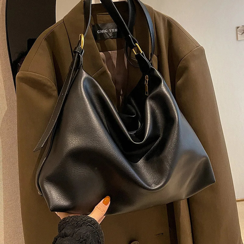Vintage Pillow n PU Leather Boston Handbag For Women Casual Large Capacity Shoulder Crossbody Bags Fashion Shopper 240914