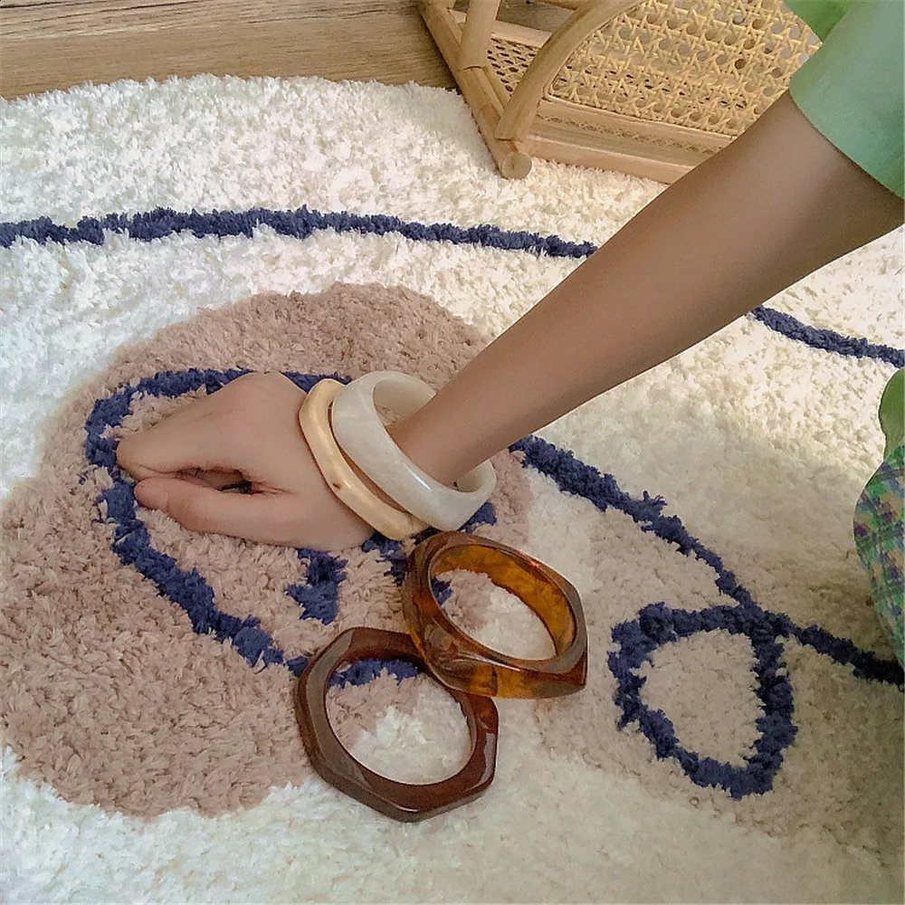 Vintage Punk Colorful Big Bracelet Thick Resin Acrylic Geometric Irregular Triangle Square Bracelet For Women Jewelery 240914