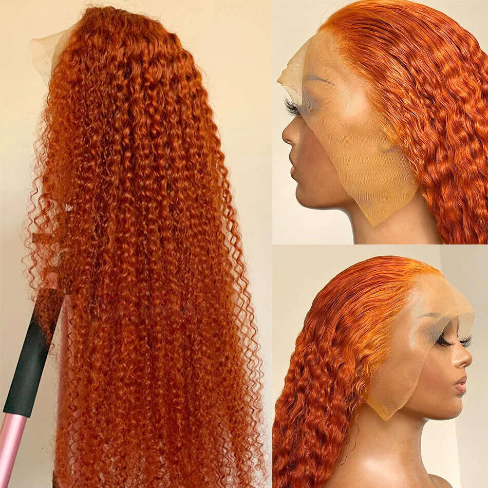 Ginger HD Deep Wave 250 Density 28 30 32 Inch 13X6 Front Wig Orange Curly 13X4 Lace Frontal Wigs Human Hair Brazilian Remy