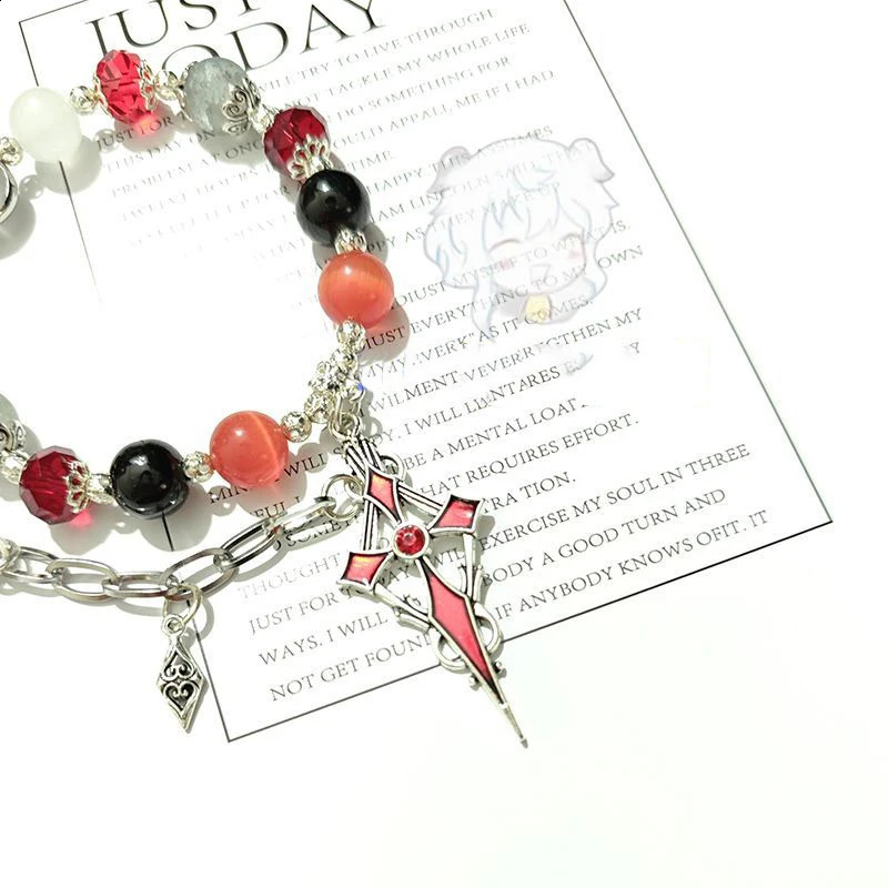 Genshin Impact Knave Arlecchino Role Playing Bracelet Neutral Bead Bracelet Classic Pendant Jewelry Accessories Props Gifts 240918