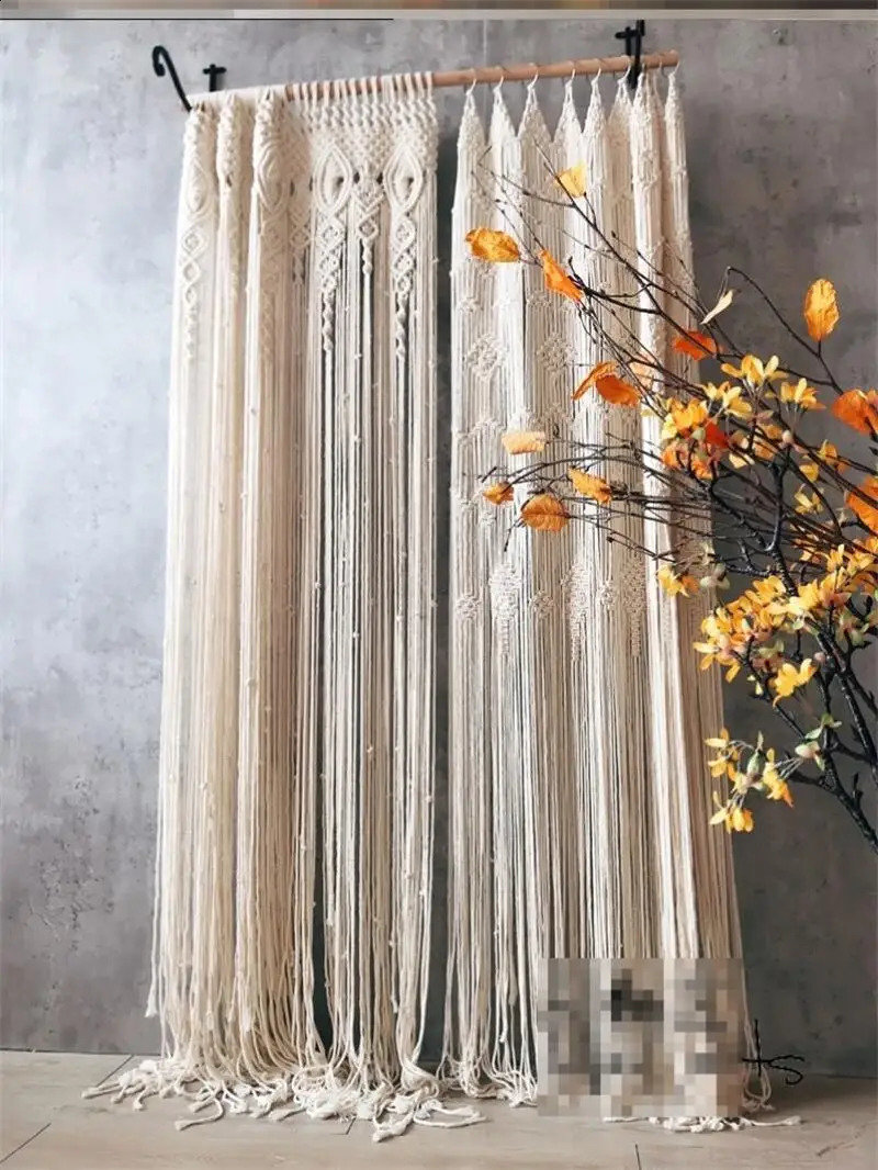 Handmade Macrame curtains cotton ropes Macrema doors and windows Tapestry curtains wall mounted tape Boho decorations 240918