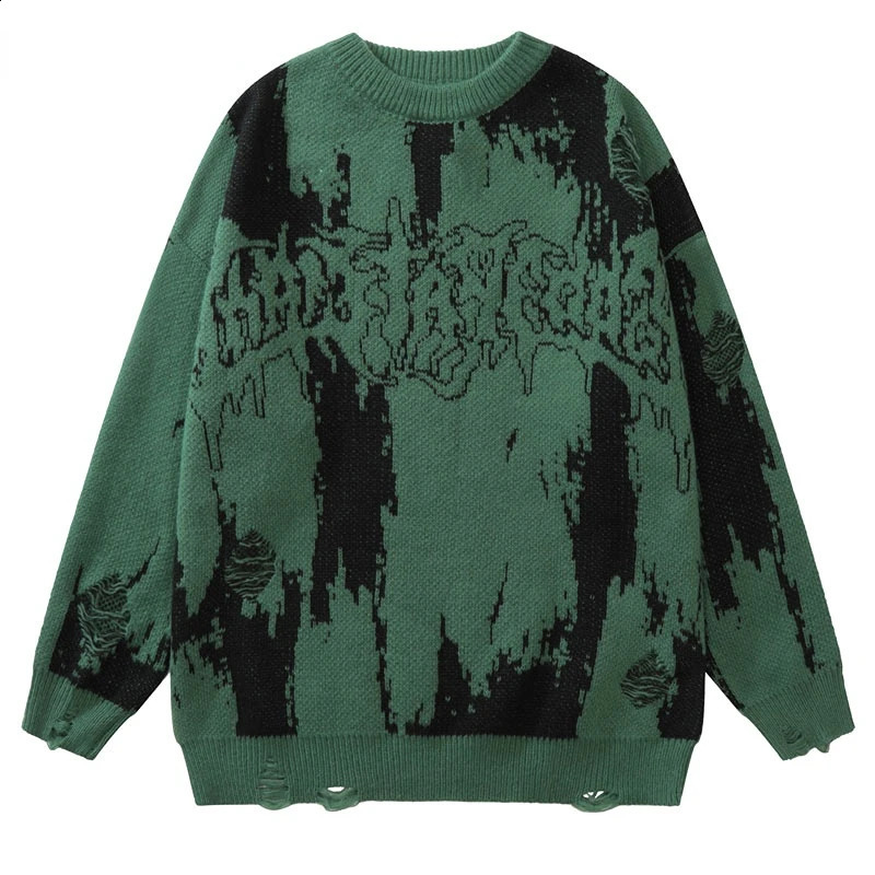 Y2K Vintage Knit Punk Gothic Streetwear Sweater Men Women Trend Harajuku Fashion Thicker Warmer Pullover Men Clothing 240912