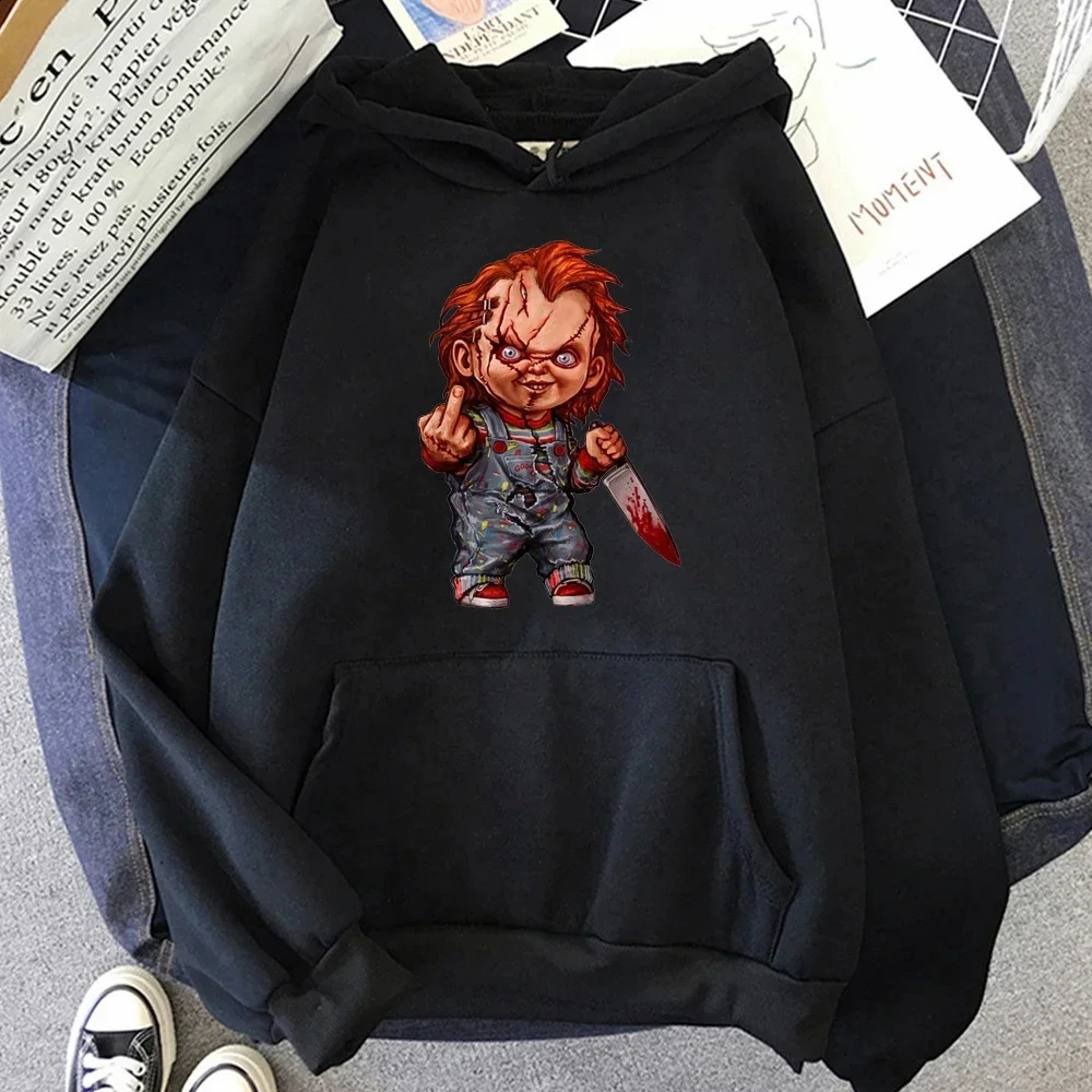 Men Fashion Hoodie Japanese Y2k Fleece Sweatshirt Pullovers Halloween Sweatshirts Mens Clothing Horror Chucky Hoodies 240910