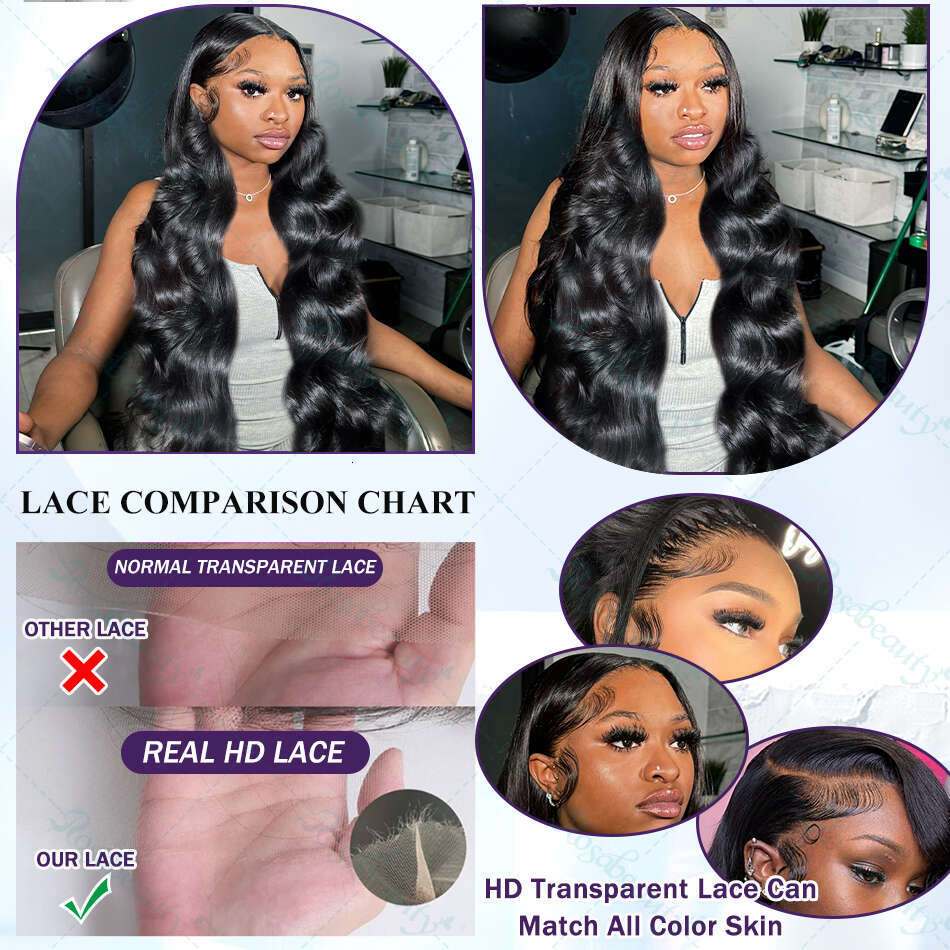 30 32 Inch Body Wave Transparent 13X6 Human Hair Wigs Natural Color 250 Density 13X4 Lace Frontal Wig For Women