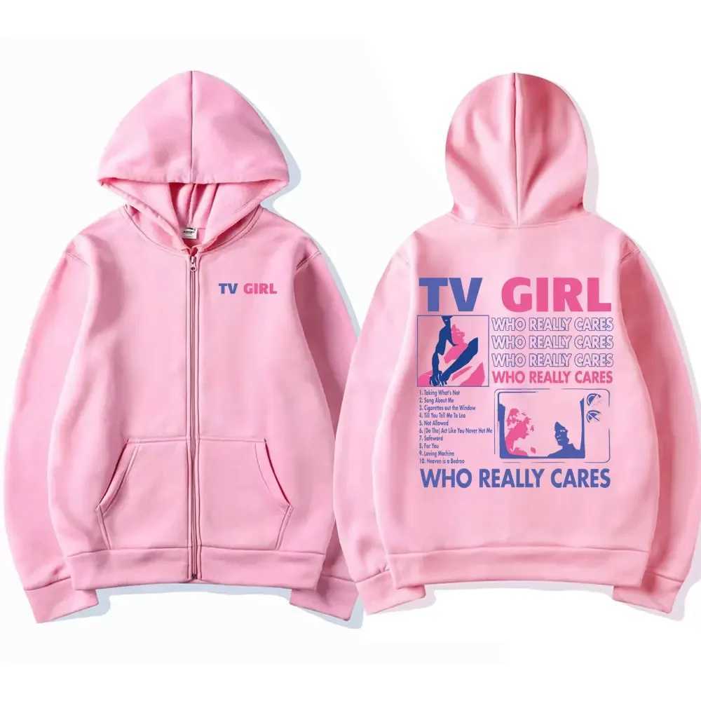 TV Girl Who Really Cares Music Album Zipper Hoodie Unisex French Exit Album Zip Up Jacket Men Women Vintage Oversized SweatshirtX240918