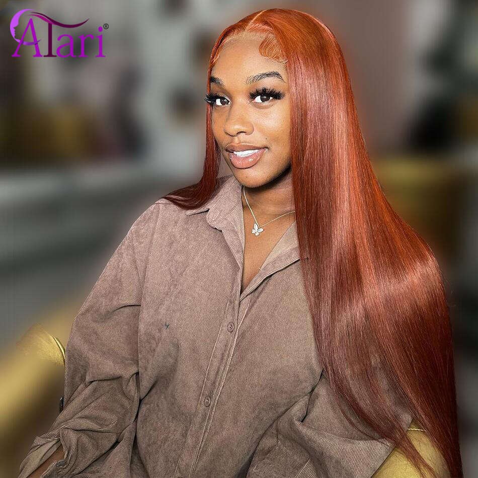 Transparent 13X4 13X6 Frontal Ginger Orange Straight Human Hair Wigs For Black Women Pre Plucked 5X5 Lace Closure Wig