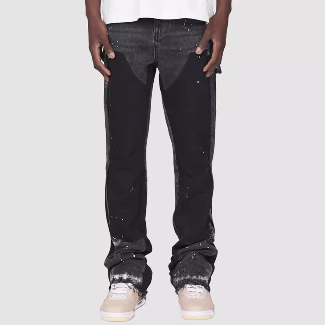 ksubi jeans mens workwear pants european and american fashion ins workwear popular elastic patch denim layered flared pants designer jeans designer je
