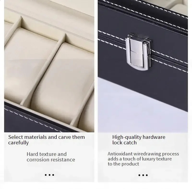 selling PU leather display storage box mens watch with glass top 240912
