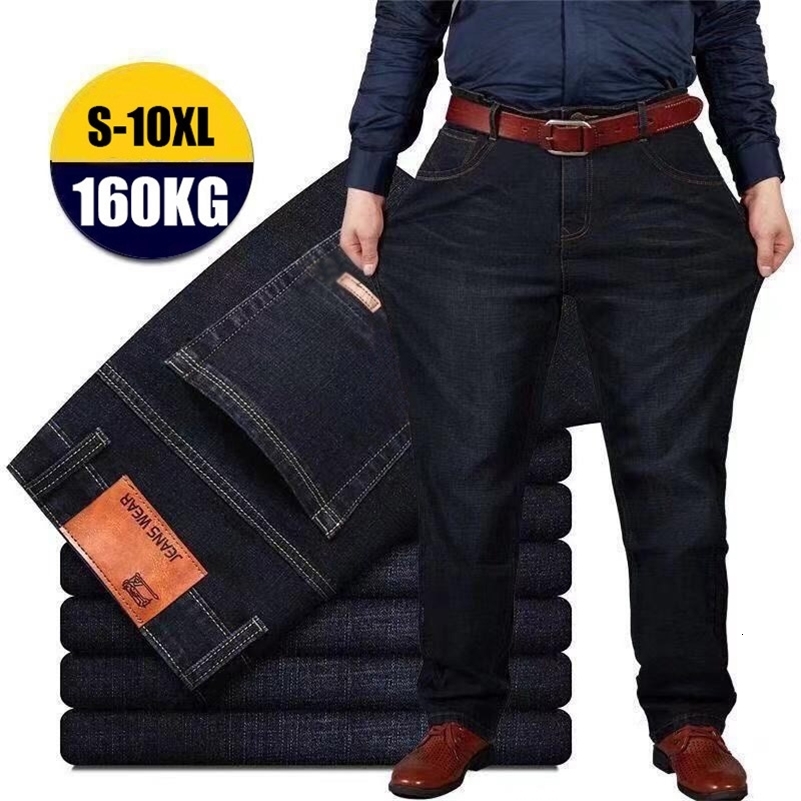 Men Jeans Oversize Black Blue Loose Big Size For Casual Fat Trousers Mens Cargo Pants Pantalon Homme 8XL 10XL 240913