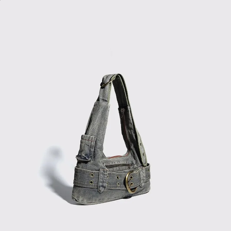 Washed Denim Womens Shoulder Bag Ladies Fashionable Trend Underarm Bag Woman Casual and Versatile Commuting Handbag 240909