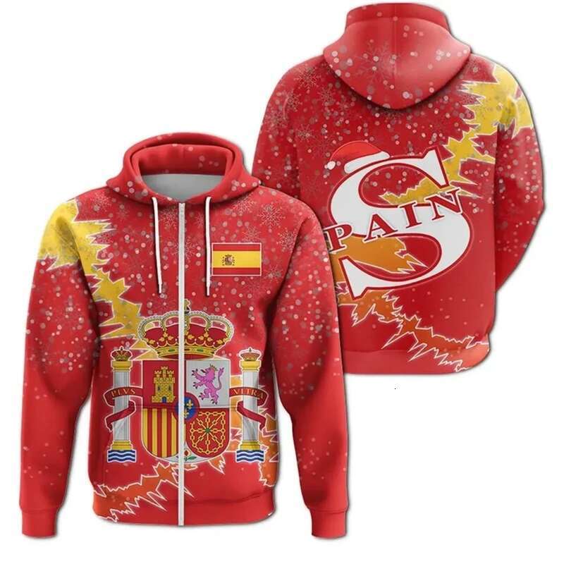 Spain Map Flag 3D Printed Zip Up Hoodies For Men Clothes National Emblem Sports Boy Tracuit Casual Kids Zipper Hoody Pullovers