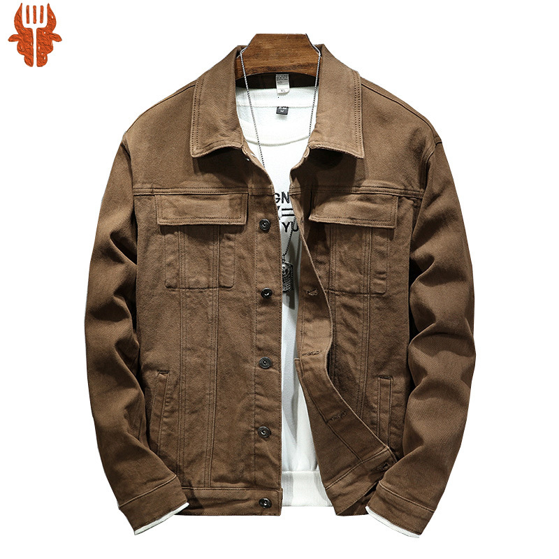 Brown 2023 Spring And Autumn New Style Fashion High Quality Stretch Slim Jacket Denim Men's Brand Clothing