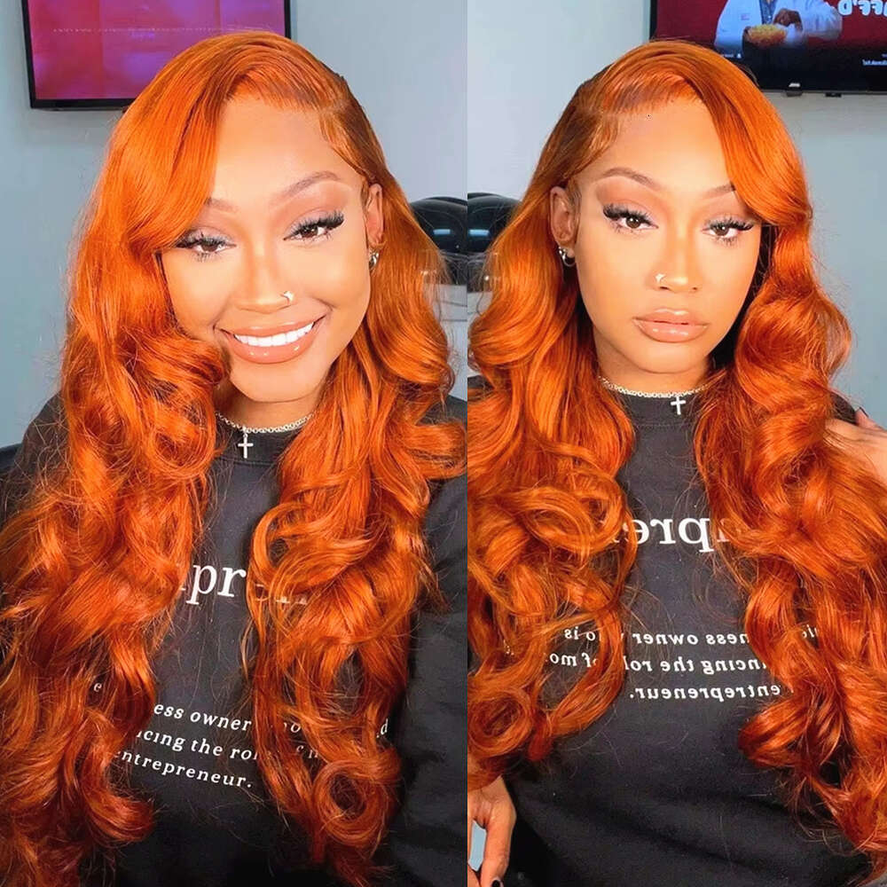13X6 Hd Body Wave Orange Ginger Front Wig Human Hair 100% Brazilian 13X4 Lace Frontal Colored Wigs For Black Women 36 Inch