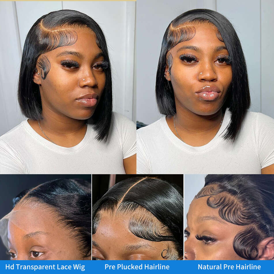 Xcurly Straight Short Bob 13X6 HD Transparent Frontal Human Hair Wigs For Women 13X4 Lace Front 5X5 Closure Wig Preplucked