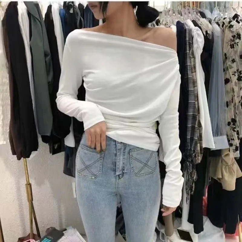 Slim Plain 2024 Off Shoulder Clothing Cotton Woman T-shirt Top For Women Red Tshirt Tall Offer Young On Sale Original Emo O Tee 240918