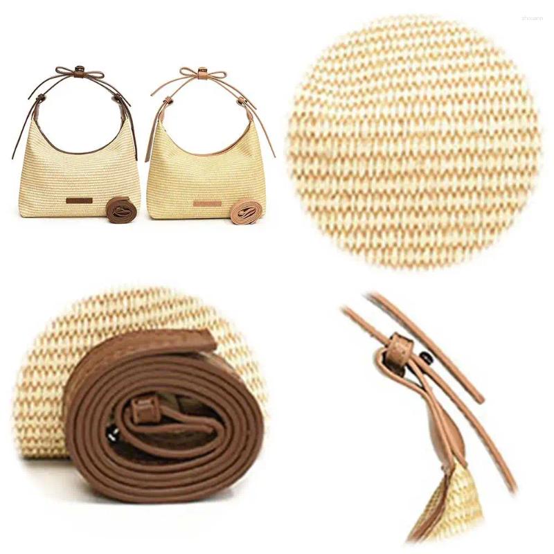 Bag Woven Crescent Shoulder Fashion Sg Large Capacity Stylish Messenger Bags Adjustable Strap Bow Handle For Summer Beach